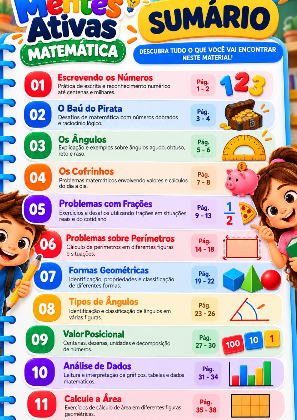 Conteúdo do caderno — Matemática