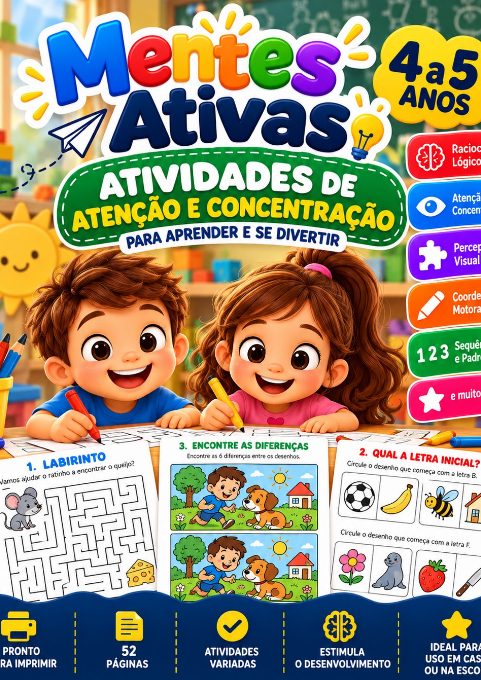 Capa do caderno Atenção e Concentração